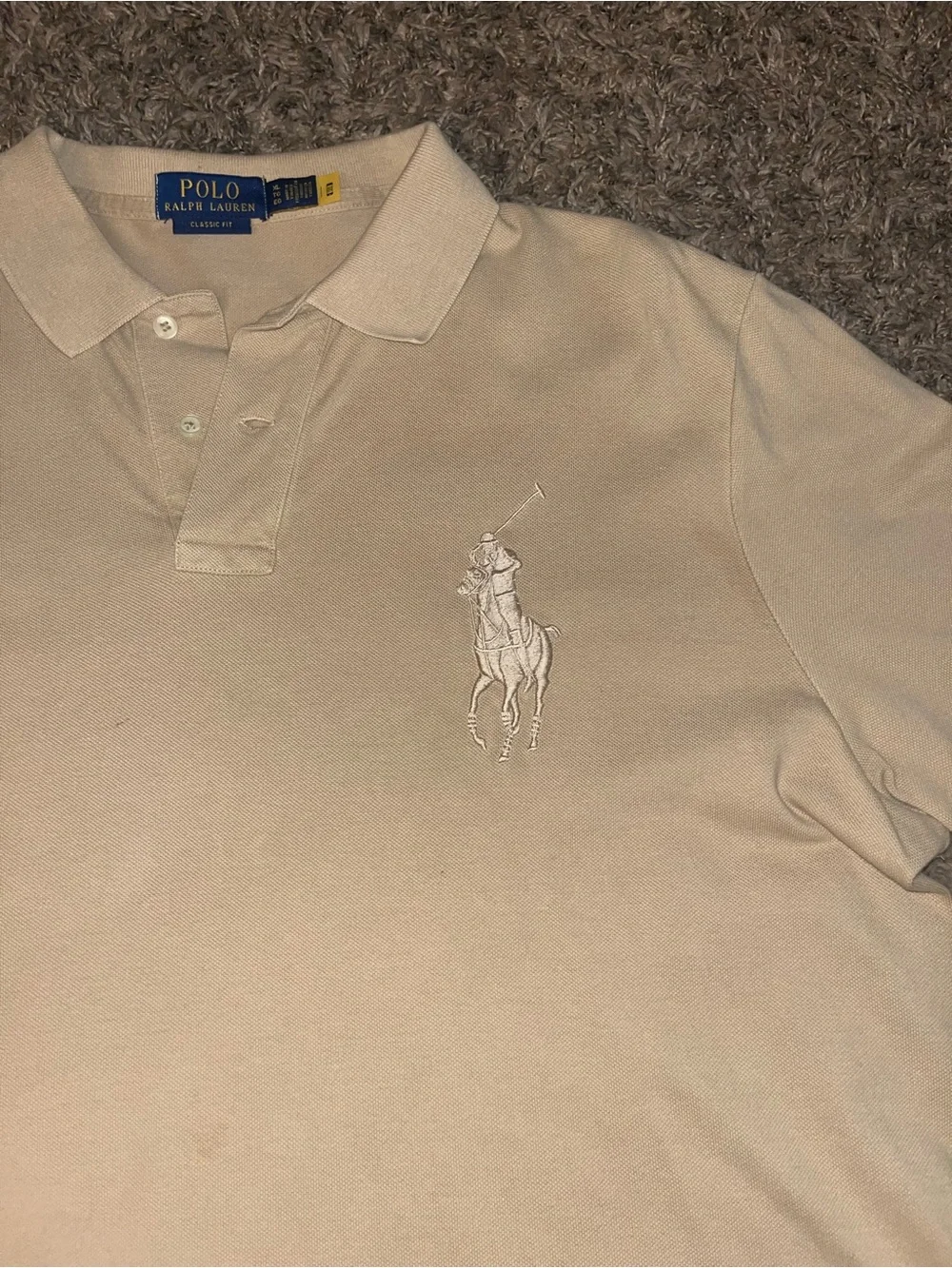 Ralph Lauren Men’s Beige Polo Shirt with White Pony Logo